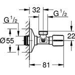 Grohe Eckventil 1/2" Schubros d= 55mm chr