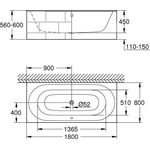 Grohe Einbauwanne ESSENCE 1800x800mm m ÜL awe