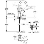 Grohe Einhand-Waschtischbatterie BAUEDGE 1/2Zoll L-Size chr