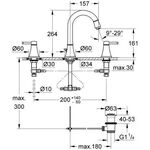 Grohe 3-Loch-WT-Batterie GRANDERA M-Size, hoher Auslauf chrom/gold