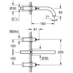 GROHE 3-L-WT-Wandbatt. Atrio Private C. 20587 FMS für Hebelgriffe chrom