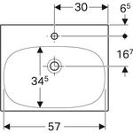 Geberit Waschtisch ACANTO 600x482mm m HL m ÜL verd. weiß KeraTect