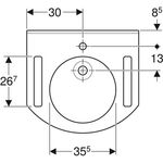 Geberit Waschtisch PUBLICA 600x550mm m HL o ÜL m Ausschnitten z Fes