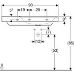 Geberit Waschtisch XENO² 900x480mm m Abl. li m HL o ÜL weiß KT