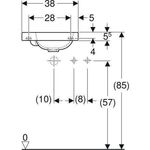 Geberit Handwaschbecken Light iCon 380x280mm o ÜL mit HL links weiß KT