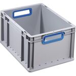 Transportstapelbehälter L400xB300xH220mm grau PP offener Griff blau
