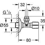 Grohe Eckventil 1/2" Schubros d= 55mm chr