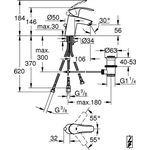 Grohe Einhand-WTbatterie EUROSMART DN 15 S-Size ND chr