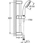 GROHE Brausestangenset Tempesta 100 BSt 60cm m Durchfl-konst 9,5 l/m chr