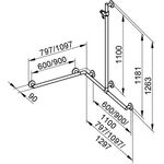 Keuco Duschhandlauf PLAN CARE m Bsta 797/797/1263mm Alu sil-elo/verchr
