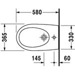 Duravit Wand-Bidet ARCHITEC m ÜL HLB 365x580mm 1 Hahnloch weiß