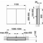 Keuco Spiegelschrank ROYAL MODULAR 2.0 Breite 1100mm Höhe 900mm Tiefe 160mm