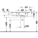 Duravit Möbelwaschtisch ME by Starck m ÜL m HLB 830x490mm 3 HL Be re weiß WG