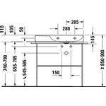 Duravit Waschtisch DURASQUARE o ÜL m HLB Be re 800x470mm 1 HL weiß WG
