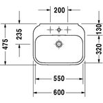 Duravit Waschtisch HAPPY D.2 m ÜL HLB 600x475mm ohne Hahnloch weiß WG