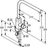 Kludi Spültisch-Einhandmischer L-INE DN 15 f drucklose Speicher chr