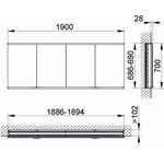 Keuco Spiegelschrank ROYAL MODULAR 2.0 Breite 1900mm Höhe 700mm Tiefe 120mm