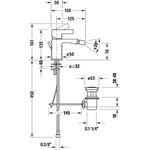 Duravit Einhebel-Bidetmischer D-NEO mit Zugstangen-Ablaufgarnitur chrom