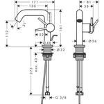 HG Einhebel-Waschtischmischer Tecturis S Fine CooStart Ausl 130mm Zugstange chro