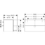 HG Waschtischunterschrank Xevolos E 980x555x475mm Ko sch-gr ma Fr sch-gr met