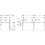 HG Waschtischunterschrank Xelu Q 1360x485x550mm diamantengr ma Gri chrom
