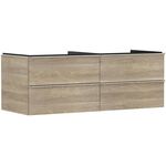 HG Waschtischunterschrank Xelu Q 1360x485x550mm eiche natur Griff chrom