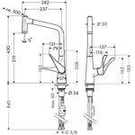 HG Spültischmischer 320 METRIS M71 Eco, mit Ausziehbrause 2jet chrom