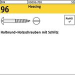 Holzschraube DIN 96 Halbrundkopf Schlitz 4,5x 16 Messing 200 Stück - VPE: 200