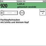 Flachkopfschraube DIN 920 Schlitz M3x 16 4.8/5.8 galv.verz. 100St. - VPE: 100