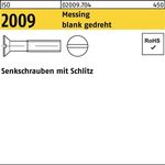 Senkschraube ISO 2009 Schlitz M1,6x 10 Messing blank gedreht 100 Stück - VPE: 100