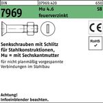 Senkschraube DIN 7969 U/CE Schlitz/Mutter M16x 45 4.6 feuerverz. 50St. - VPE: 50