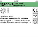 Scheibe EN 14399-6 rund 30 (31x56x5) Stahl 300 HV feuerverz. 1 Stück PEINER