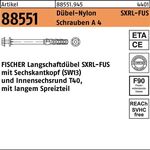 Langschaftdübel R 88551 SXRL 10x160 FUS Schrauben A 4/Dübel-Nylon 50St. FISCHER - VPE: 50