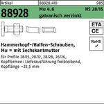 Hammerkopfschraube R 88928 28/15 6-ktmutter M8x25 Mu4.6 galv.verz. 100St. HALFEN - VPE: 100