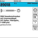 Fassadenschraube R 89018 LISEKO T-STAR 4,5x 70/42-T A 2 100 Stück SPAX - VPE: 100