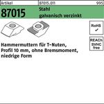 Hammerkopfmutter R 87015 o.Bremsmoment niedrig 10mm M6 Stahl galv.verz. 100St. - VPE: 100