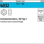 Sechskantmutter ISO 4032 M5 A 4 - 80 1000 Stück - VPE: 1000