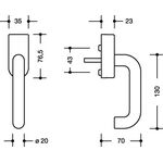 Fenstergriff 111PBFGA.1 PA 92 grau 40mm abschl.HEWI