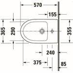 Stand-Bidet Duravit No.1 weiß, mit Überlauf, 1 Hahnloch 370x570mm