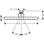 HG Kopfbrause AXOR 245 / 185, 1 jet, EcoSmart mattschwarz