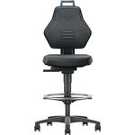 Arbeitsdrehstuhl Rl.+Fußring Supertec schwarz Grifffarbe blau 580-860mm PROMAT