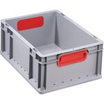 Transportstapelbehälter L400xB300xH170mm grau PP geschlossener Griff rot