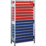 Steckregal H2000xB1000xT400mm Anbauregal 16 Böden 70xL 400mm rot/40xL 400mm blau