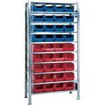 Steckregal H2000xB1000xT400mm Grundregal 10 Stahlböden 16xMK3Z blau,20xMK3Z rot