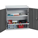 Werkzeug-/Beistellschrank H1000xB1000xT500mm 1Schubl.2BD grau/anthrazitgrau