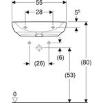 Geberit Waschtisch RENOVA COMFORT barrierefr o HL o Überlauf 550x550 weiß
