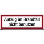 Hinweisschild Aufzug im Brandfall 297x105mm Folie