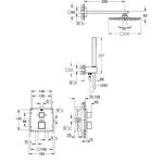 Duschsystem GROHTHERM CUBE m Thermostat und Kopfbrause eckig chr