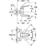 Grohe EH-WTbatt EUROECO SPECIAL 1/2Zoll Ausldg 197mm S-Anschlüsse chr