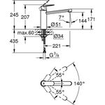 Grohe EH-Spültischbatterie EUROSMART C 1/2Zoll mi-ho Ala su-st